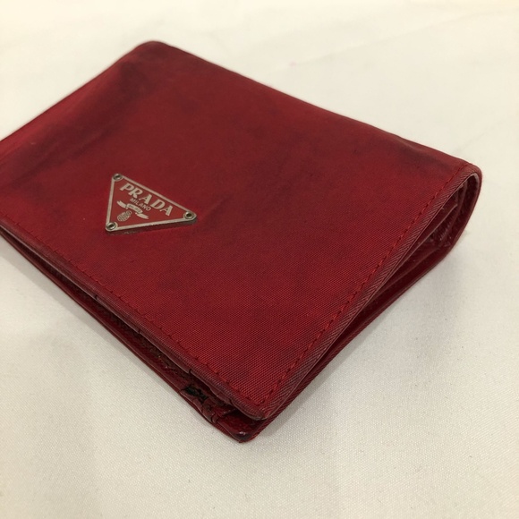 Prada Red Nylon Bifold Wallet Sku#84380 (gently used, outside dirty) - Picture 8 of 15
